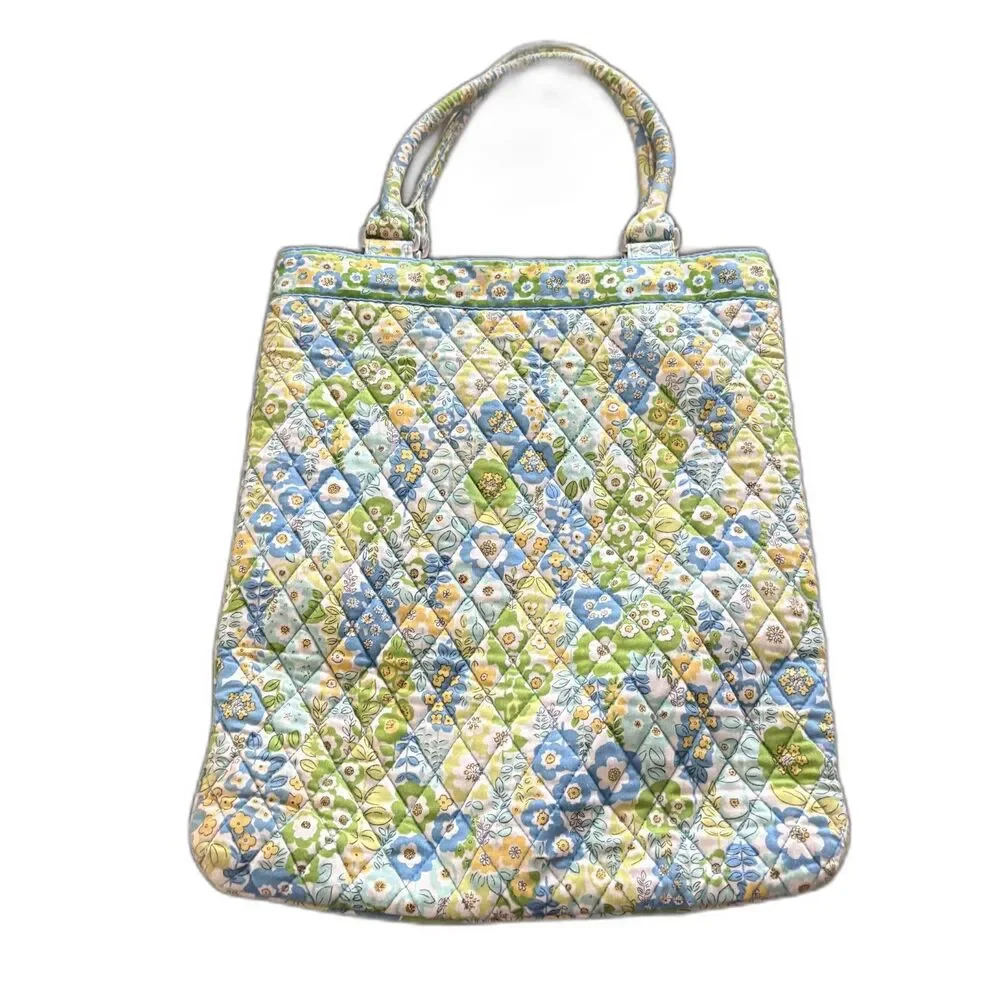 Vera Bradley English Meadow Slim Tote Satchel bag Floral quilted 100% cotton